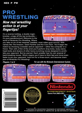 Pro Wrestling (USA) (Rev 1) box cover back